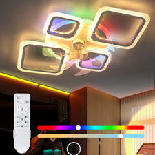 75W RGB Deckenventilator Beleuchtung Timer Leiser LED Lüfterlicht SchlafZimmer