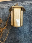 Antique Pendant Ceiling Foyer Porch 6 Panel Slag Glass Hanging Light