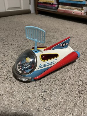 1950s Atom Rocket 7 Space ship battery operated MODERN TOYS Tin