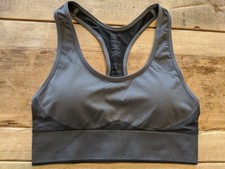 PINK Victoria's Secret Gray Logo XS Seamless Light Lined Racerback Sport Bra VS