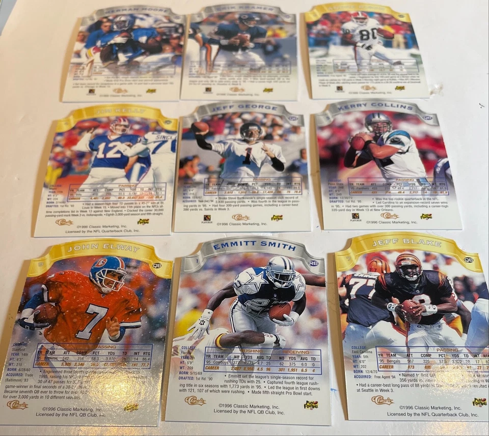 1996 Score Board Pro Line DC3 Football Complete 1-100 All Die-Cut Set Silvr/Gold - Image 2 of 2