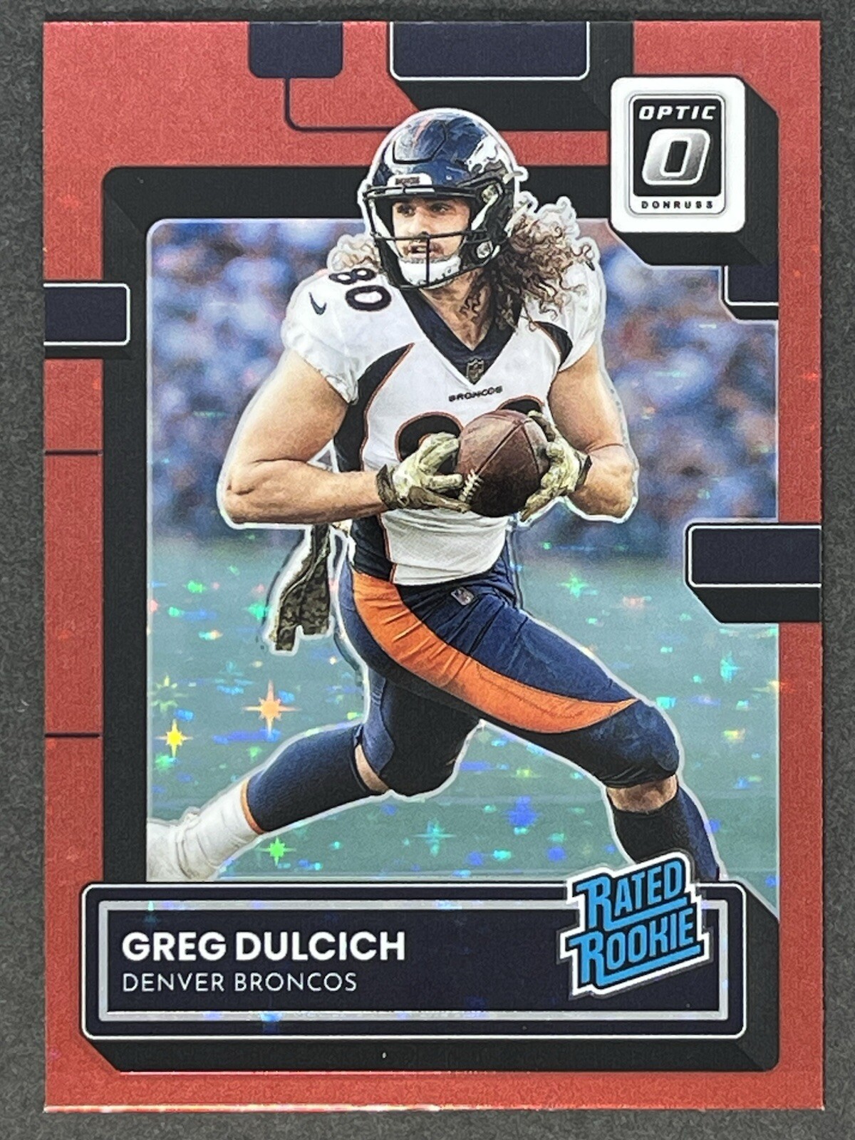 2022 Donruss Optic Greg Dulcich Rated Rookie Red Stars #288 RC Denver Broncos