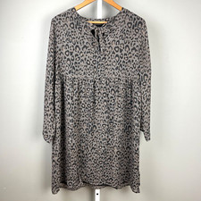 Ann Taylor LOFT Outlet Leopard Cheetah Print Dress Womens Medium Taupe Tan