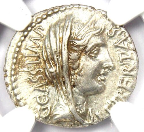 Cassius AR Denarius Libertas Spinther Coin 42 BC - Certified NGC Choice XF (EF)