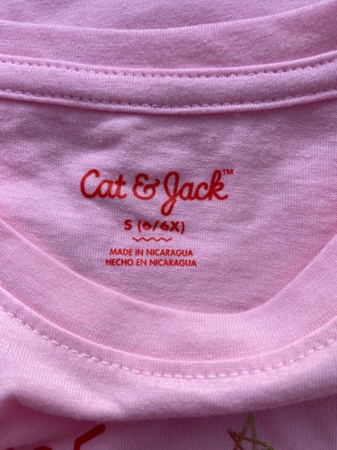 Cat & Jack Girls Otter Valentines Day Short Sleeve T-shirt Size S 6/6x Pink Cute - Picture 5 of 7