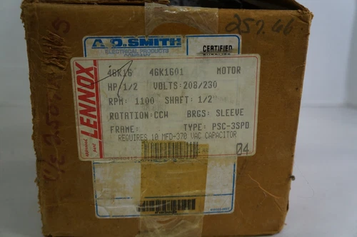 New Lennox 46K16 46K1601 41227-001 F48K34A45 1/2HP 208-230V Furnace Blower Motor