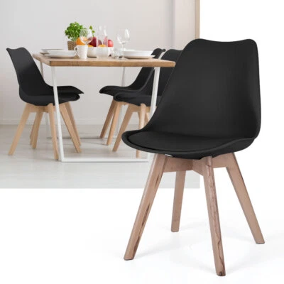 Küchenstuhl Esszimmerstuhl Esstischstuhl schwarz Holzbeine Eiche Sitzpolster 4x - Bild 1 von 4