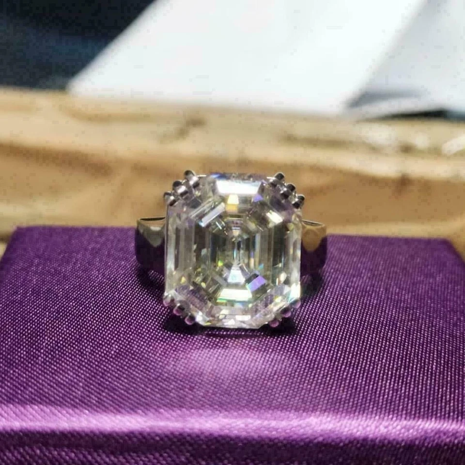 5Ct Asscher Cut Diamond Solitaire Engagement Wedding Ring 14K White Gold Finish - Image 2 of 4