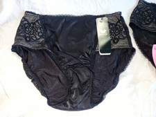 NWT VTG Lot of 2 S Wacoal Panties Semi Sheer Satin Lace Brief 841137 Black W1