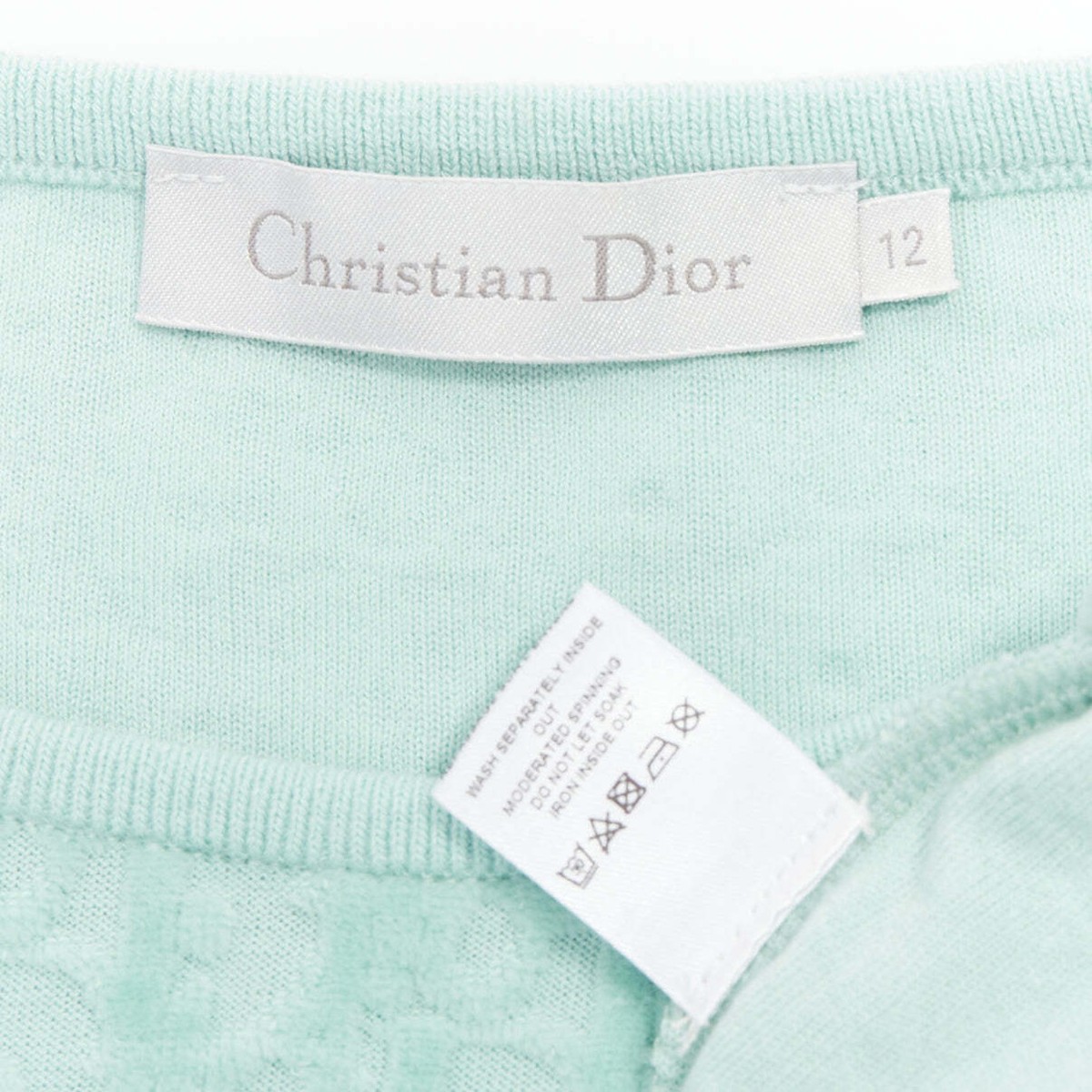 Christian Dior kids  12＋ CHRISTIAN DIOR KIDS turquoise cotton velour monogram frill