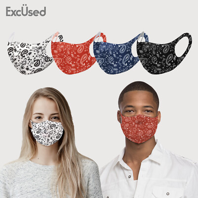 4PK Paisley Face Mask! (W R BL BK) Protective Cover Reusable Washable Breathable