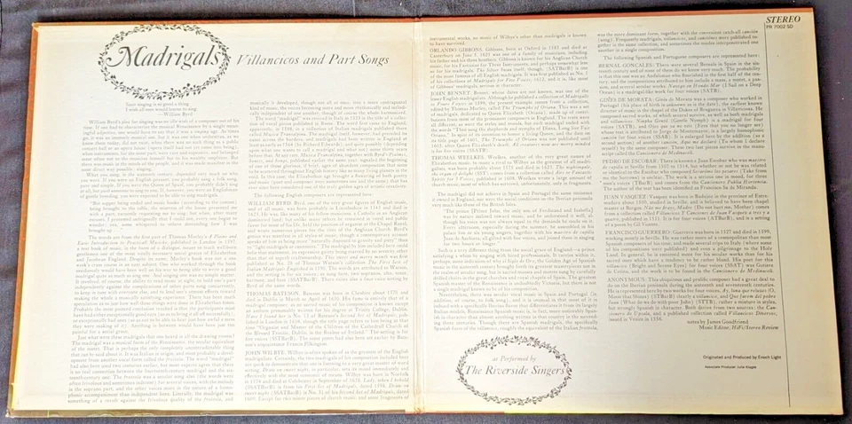 RIVERSIDE SINGERS: Enoch Light presents: MADRIGALS Villancicos and Part Songs LP - Image 3 of 4