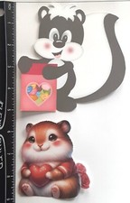 LOT of 2 Love Valentine Heart Skunk Chipmunk Rose SINGLE LAYER Embellishments 97