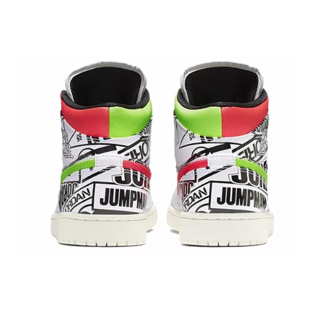 人気話題グラフィティ！Nike Air Jordan 1 Mid All-Over Logos Nike Air Jordan 1 Mid All Over Print White Racer Blue Cyber