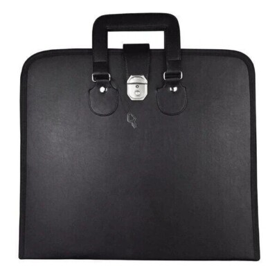 Masonic Regalia Black Faux Leather Masonic Apron Soft Case with Handle [BLACK]