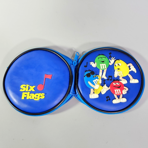 VTG Six Flags Amusement Park M&M Candy 12-Disc DVD CD Round Zipper Storage Case