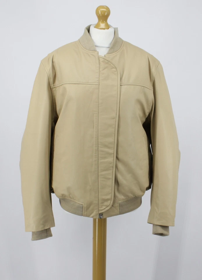 REMAIN LEATHER BOMBER JACKET WOMENS INCENSE BEIGE RRP £550 AD