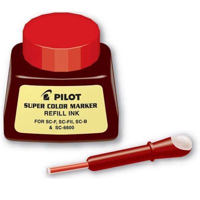 Pilot Super Color Permanent Marker Refill Ink w/ Dropper, Red 1oz Bottle 12 Each