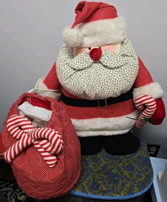 Vintage Handmade Santa Claus Large 26” Stuffed Plush Christmas
