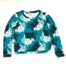 Loft ann taylor long sleeve pullover sweater sweatshirt teal green white small