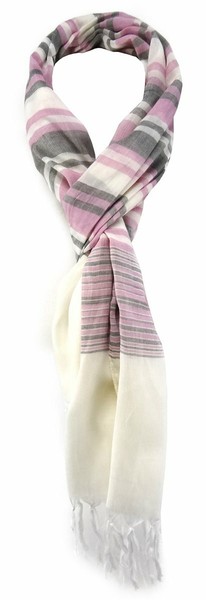 Tigertie Designer Schal In Rosa Grau Weissgrau Gestreift - Gr. 180 X 50 Cm-image