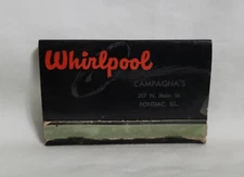 Vintage Campagna's Whirlpool Corp Washer Dryers Matchbook Pontiac IL Advertising