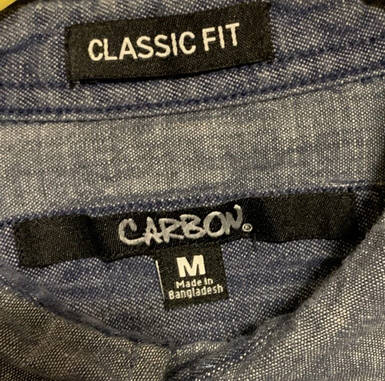 Carbon Button Up Shirt Mens Size Medium Classic Fit Black Denim Long Sleeve EUC - Image 4 of 4