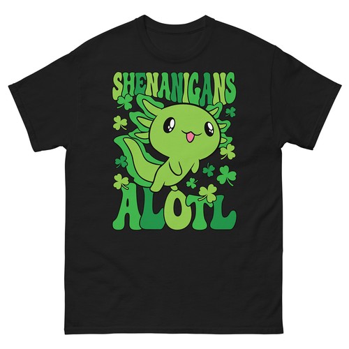Axolotl St. Patrick's Day Shenanigans Alotl Women Girls Kids T-Shirt - Picture 4 of 15