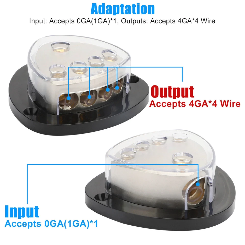 0 Gauge Input Distribution Block 4 Gauge Output Car Audio In Out AWG 12 V Power - Image 4 of 4