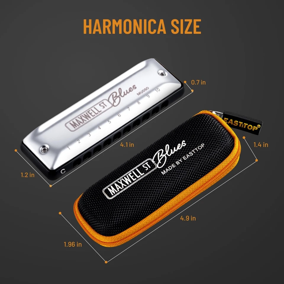 MAXWELL ST Blues Harmonica C Professional 10Holes MS030 Blues Harp Mouth Organ - Image 2 of 4