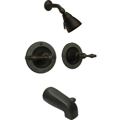 Rustic Oil Rubbed Bronze Sandcast Style Bathroom Tub & Shower Faucet with Valve