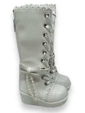 1/4MSD 1/3SD BJD Shoes Medium Spliced Leather Boots String Beats Bow Deco White