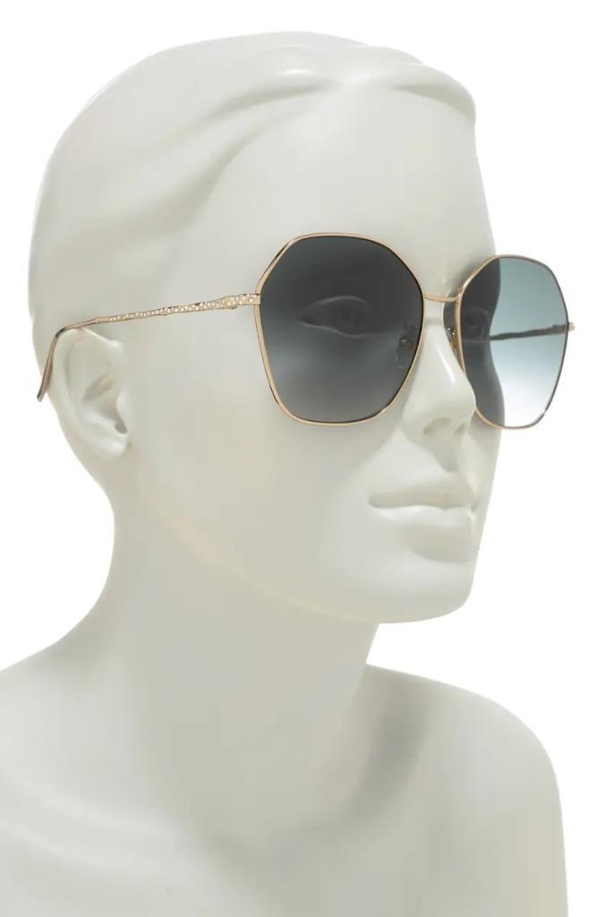 $450 - Givenchy 63mm Gradient Round Sunglasses in Gold/Grey  display picture 3