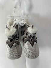 Old Navy Sherpa-Lined Fair Isle Brown Infant Hook Loop Booties Baby Shoes