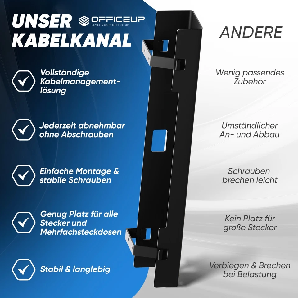 OfficeUp® KABELKANAL Schreibtisch - Kabelmanagement [Komplett Set] - Kabelwanne - Bild 4 von 4