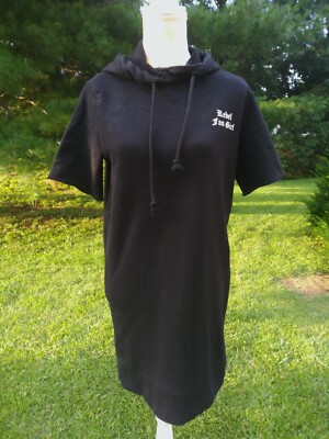 H&M Divided Rebel Fan Girl Black Hooded Short Sleeve Long