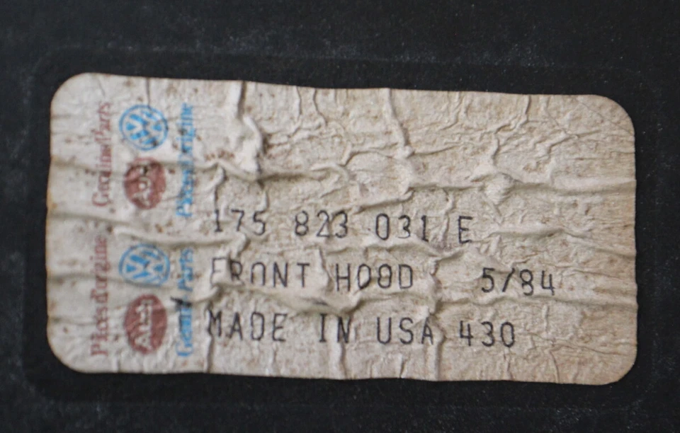 Capó 79-84 VW Rabbit GTI Caddy Jetta Cabriolet MK1 camioneta local - 175 823 031 E Foto 4 de 4