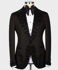 Luxurious Embroidered Jewelry Tuxedo Men Suits Set Wedding Party Banquet Suit
