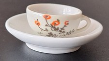 Vintage Fine China Set of 2 Miniature Porcelain Tea Cups and Saucers Doll House