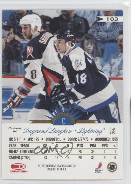 1997-98 Leaf International Stars Universal Ice /250 Daymond Langkow #103 - Image 2 of 2