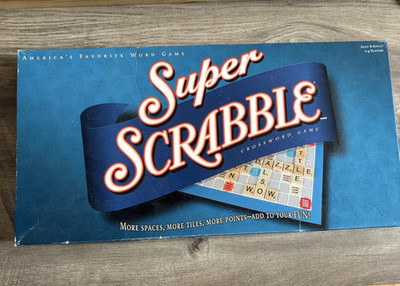 Winning Moves Super Scrabble Expanded Board, Wooden Tiles, Official Score Sheet