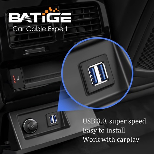 BATIGE Dual Ports Square USB 3.0 Panel Flush Mount Extension Cable 1ft, Black - 第 2/5 張圖片
