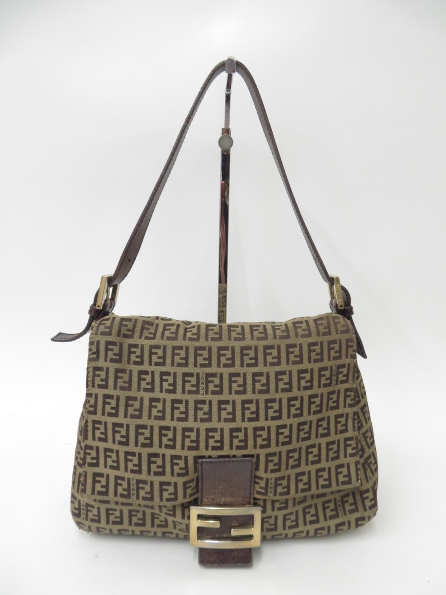 バッグ FENDI mamma baguette shoulder bag zucca Authentic FENDI Zucchino Mamma Baguette Canvas Shoulder Bag Hand