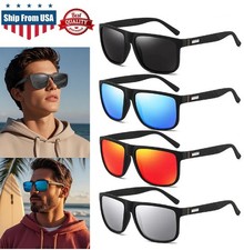 Men's Square Polarized Sunglasses Men TR90 Frame Driving Sports Sun Glasses USA