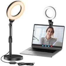 Desk Ring Light with Stand, 60 LED 10W Overhead Portable Selfie Light Video C...
