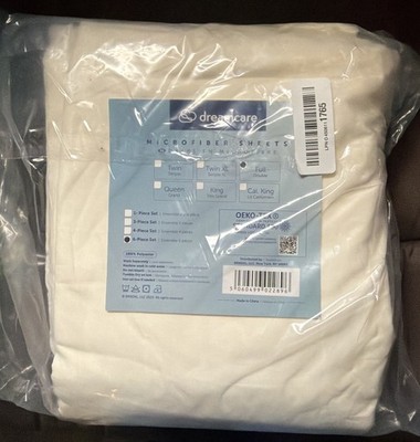 DREAMCARE Full Size Microfiber Sheets Set   6 Pcs Ivory New (16)