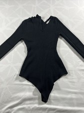 Abercrombie Fitch Women s Bodysuit Sweater Ribbed Small Long Sleeve Black