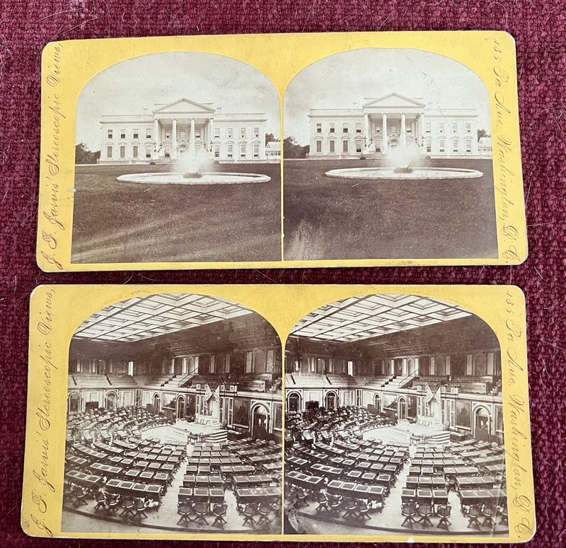 2 stereoview Washington DC White House Chamber House Representatives 1870 Jarvis