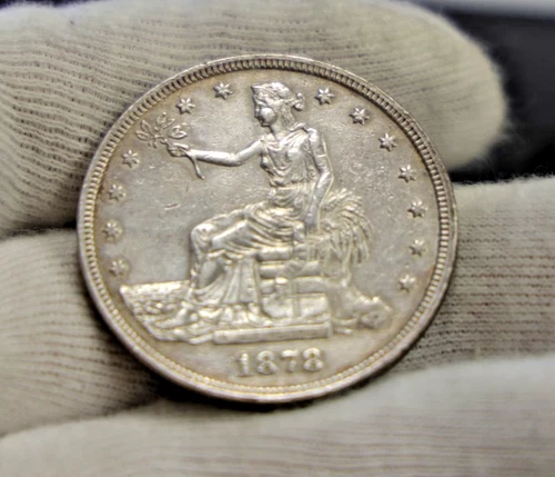 1878 S US Trade Silver Dollar $1 XF Details (Cleaned)