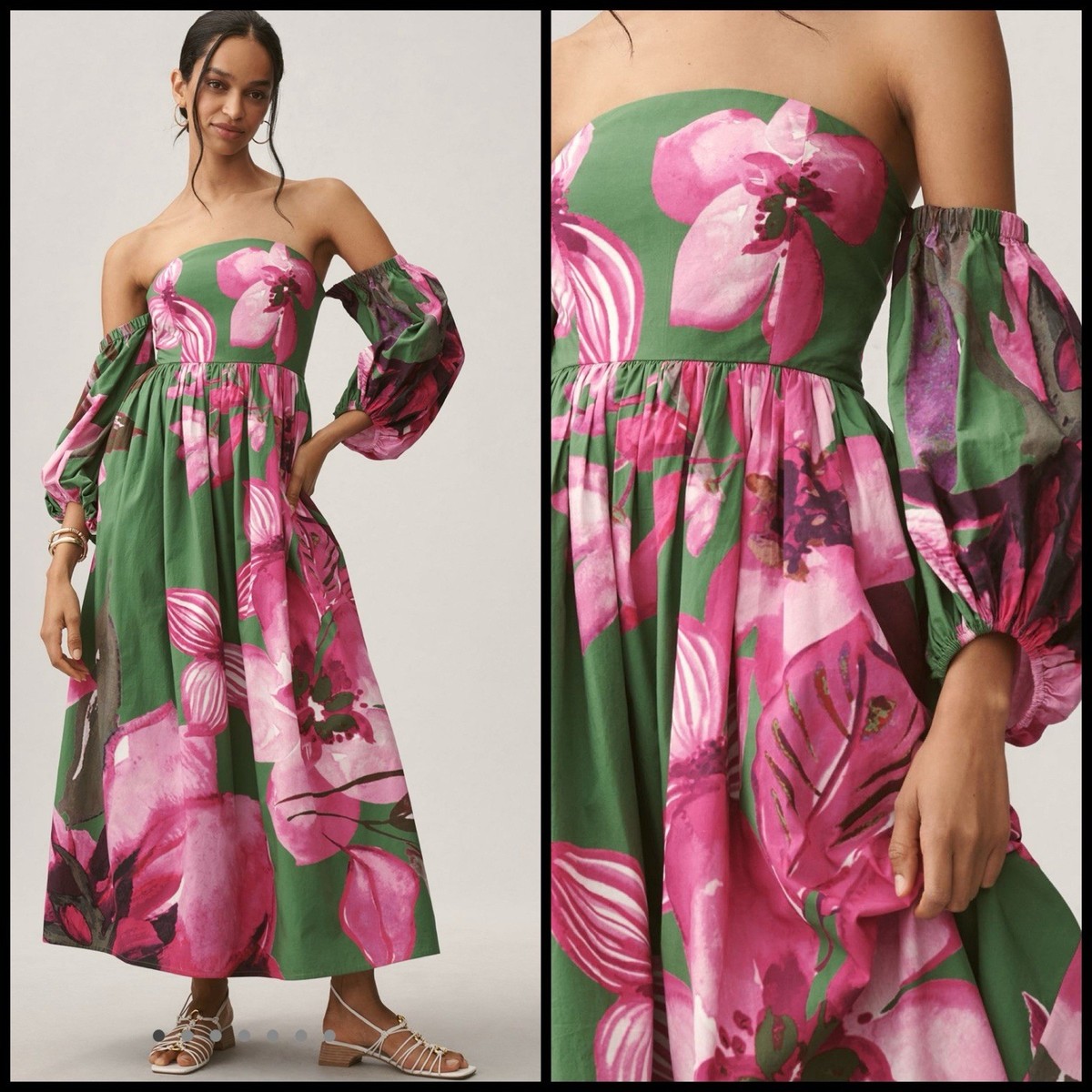 knee length dresses for ladies Odd Molly Anthropologie Floral Printed Midi Dress – White Chocolate Couture